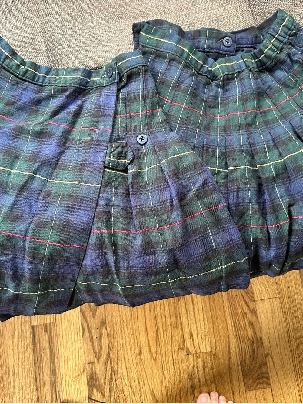 Classic Green & Blue Plaid Pleated Skirt